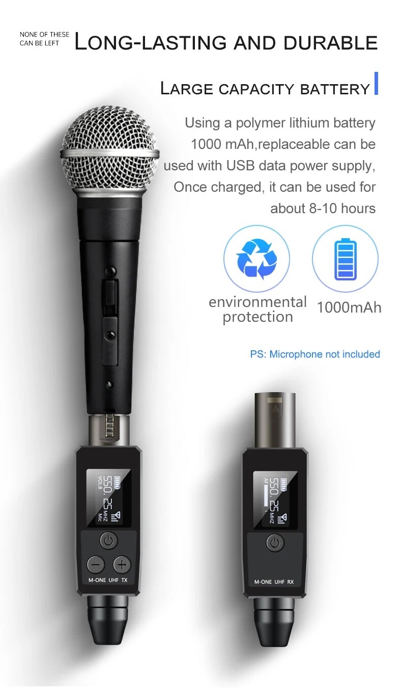 VK-38 UHF Wireless Microphone Converter XLR Transmitter And Receiver For Dynamic