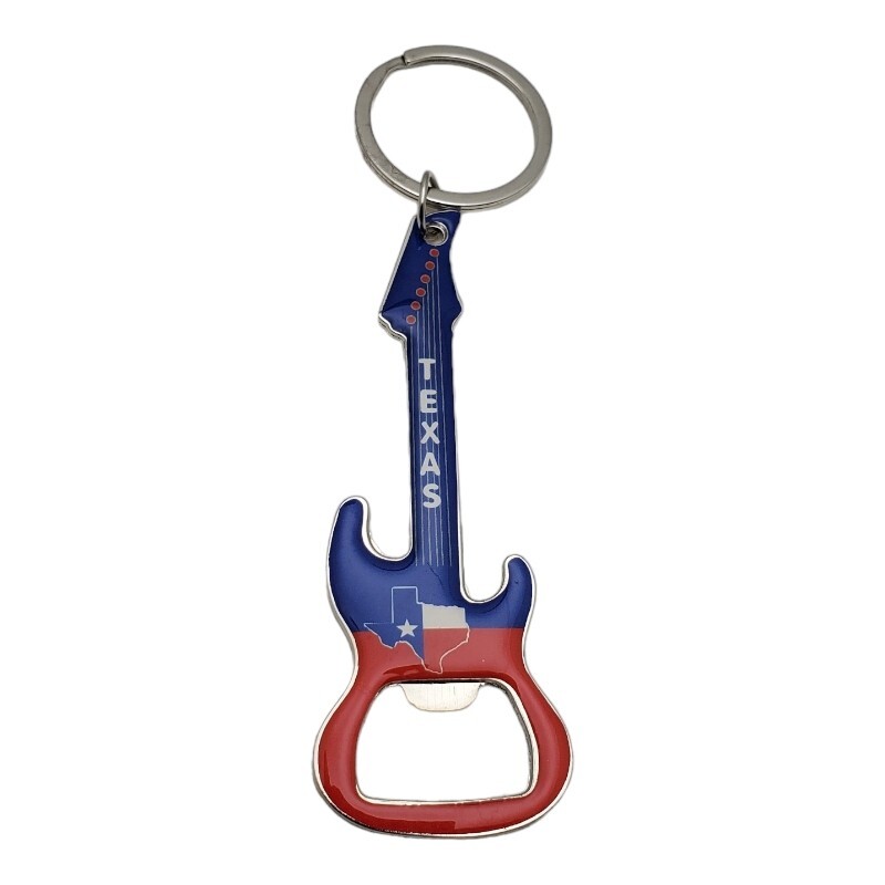Texas Guitar Keychain Bottle Opener Travel Tourist Souvenir Gift Collectible USA