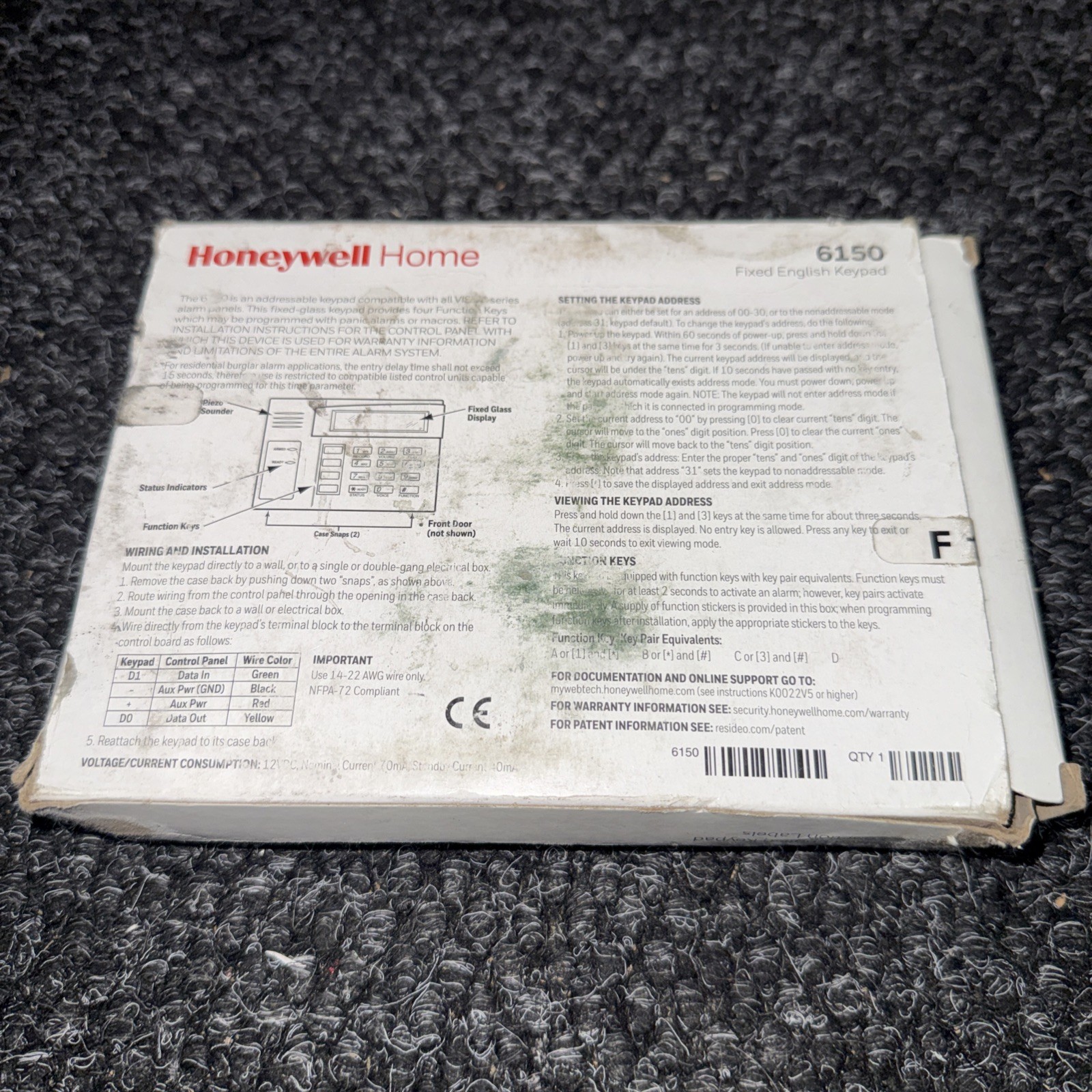 Brand New in Box Honeywell Home 6150 Fixed English Security Keypad