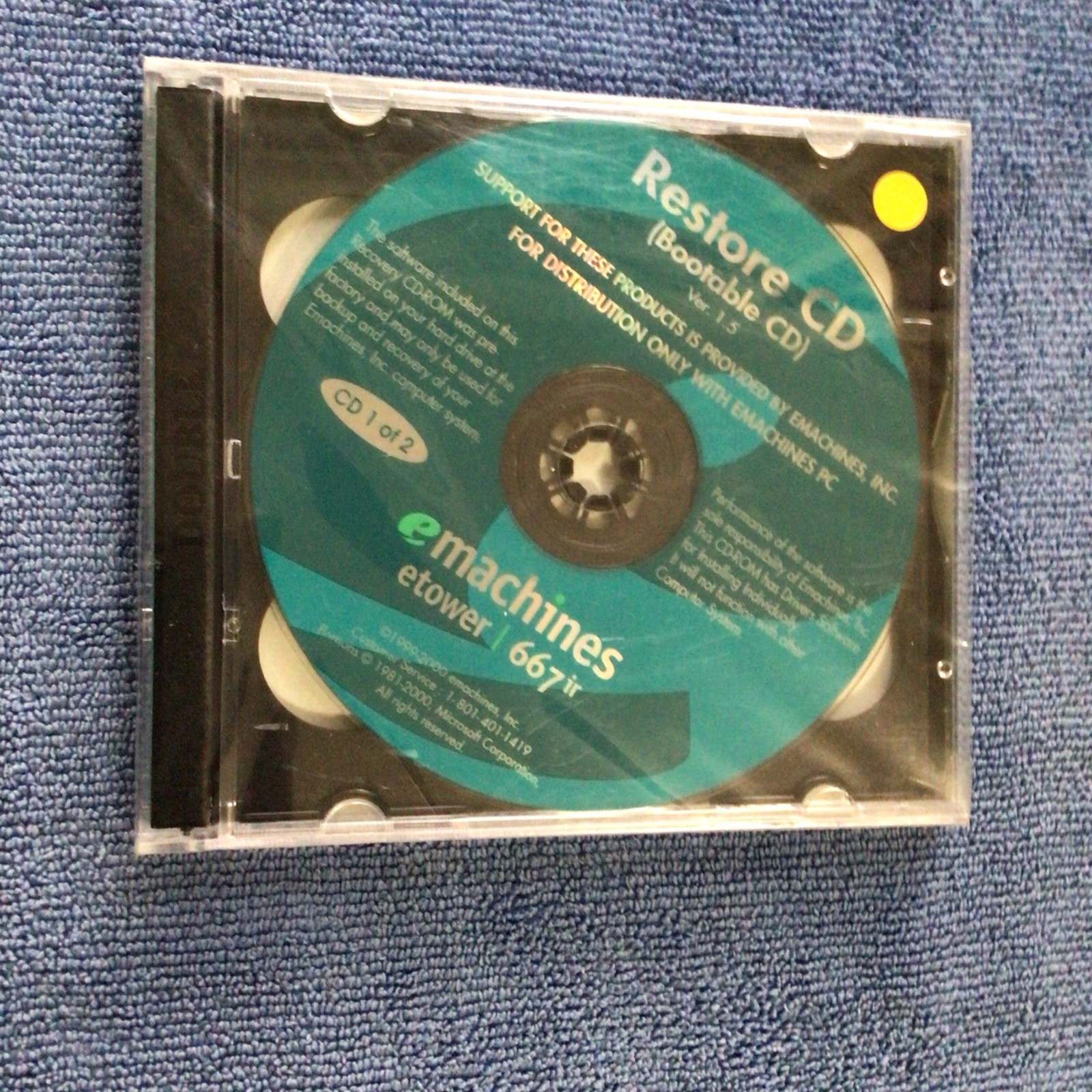 EMachines ETower 667ir (Bootable CD) 1.5 Restore CD  1999-2000 New Sealed 2 CD