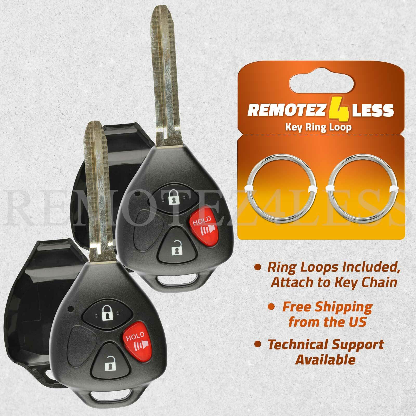 2 For 2006 2007 2008 2009 2010 2011 2012 Toyota Rav4 Remote Shell Case Key Cover