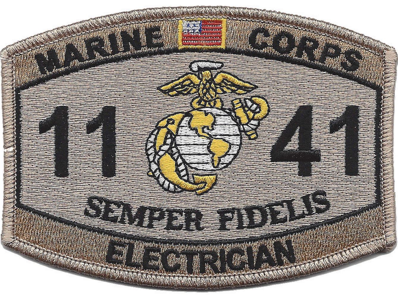 4.5" MARINE CORPS MOS 1141 ELECTRICIAN EGA DESERT EMBROIDERED PATCH