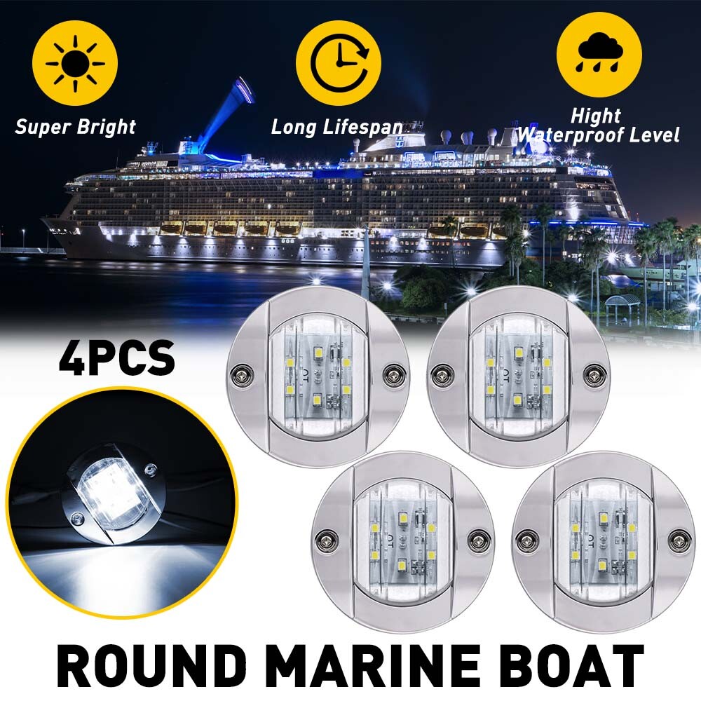 3.93" White Pontoon Boat Yacht Courtesy Interior & Exterior Navigatioin Lights