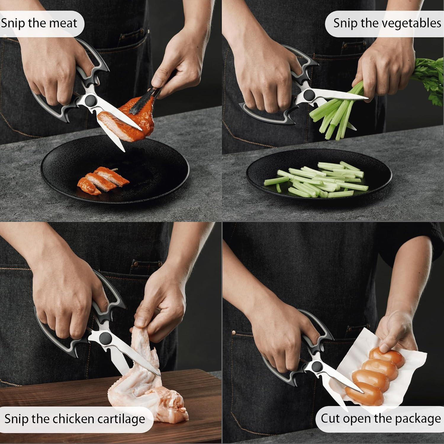 Bat Kitchen Scissors All Purpose 2 Pack - Halloween Goth Cute Kitchen Shears - H
