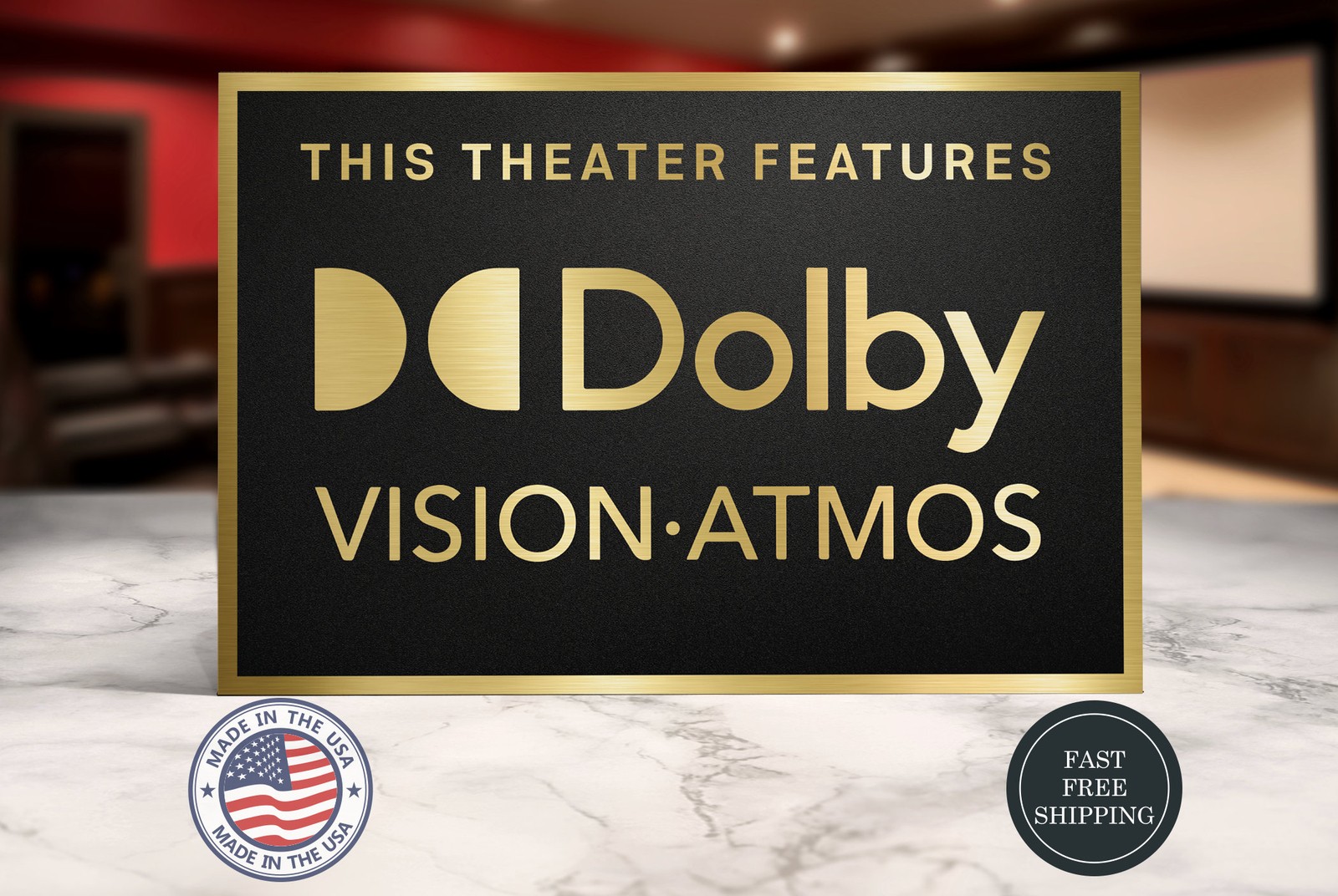 Dolby Atmos Home Theater Sign | Cinema Room Wall Decor | Man Cave Movie Sign