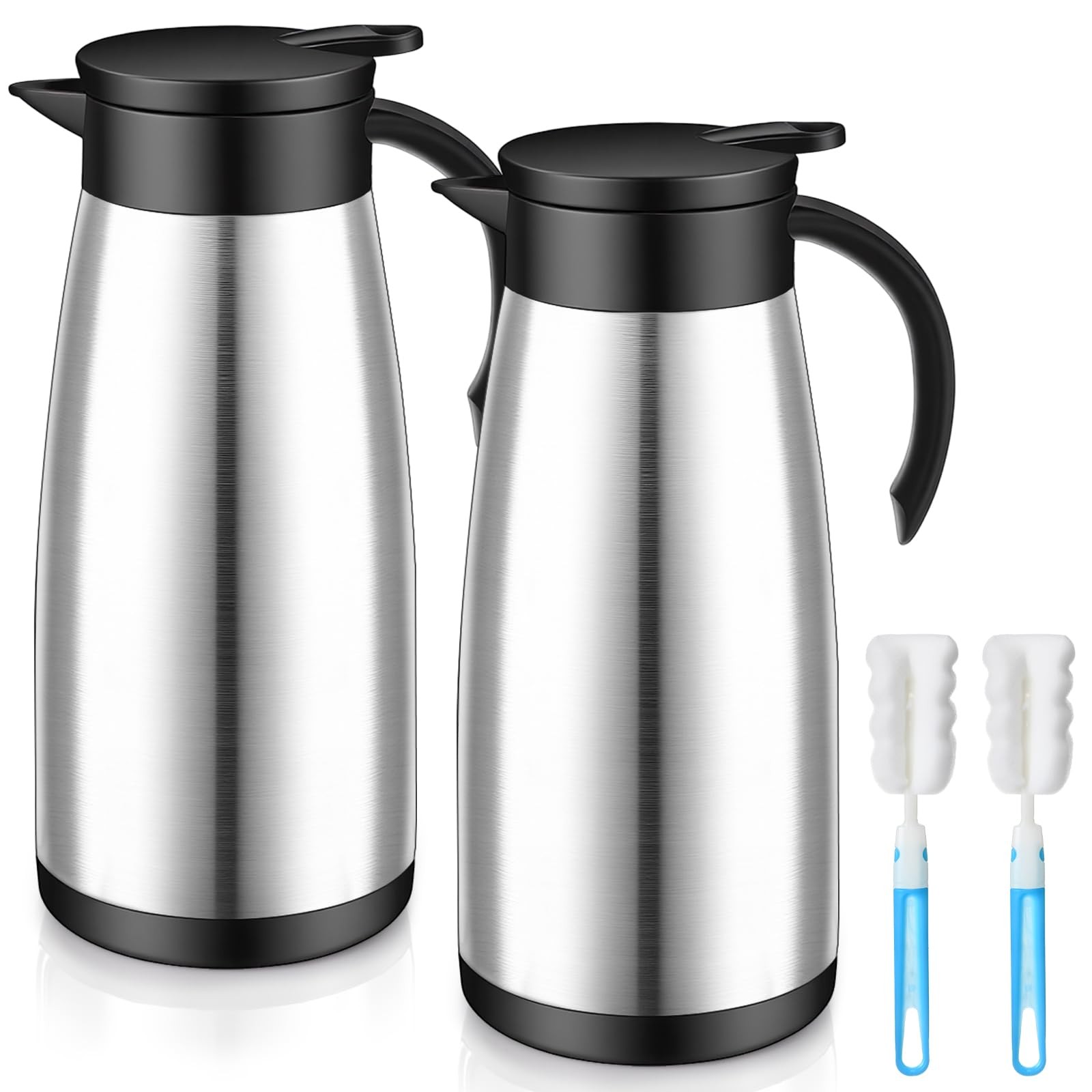 2 Pcs 51 Oz Thermal Coffee Carafe Stainless Steel Insulated Vacuum Coffee Car...