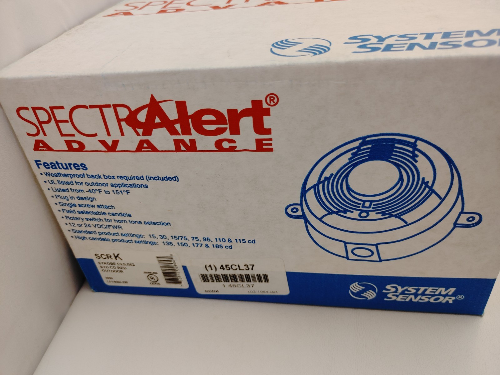 SPECTRAlert SCRK Strobe Ceiling Outdoor Red
