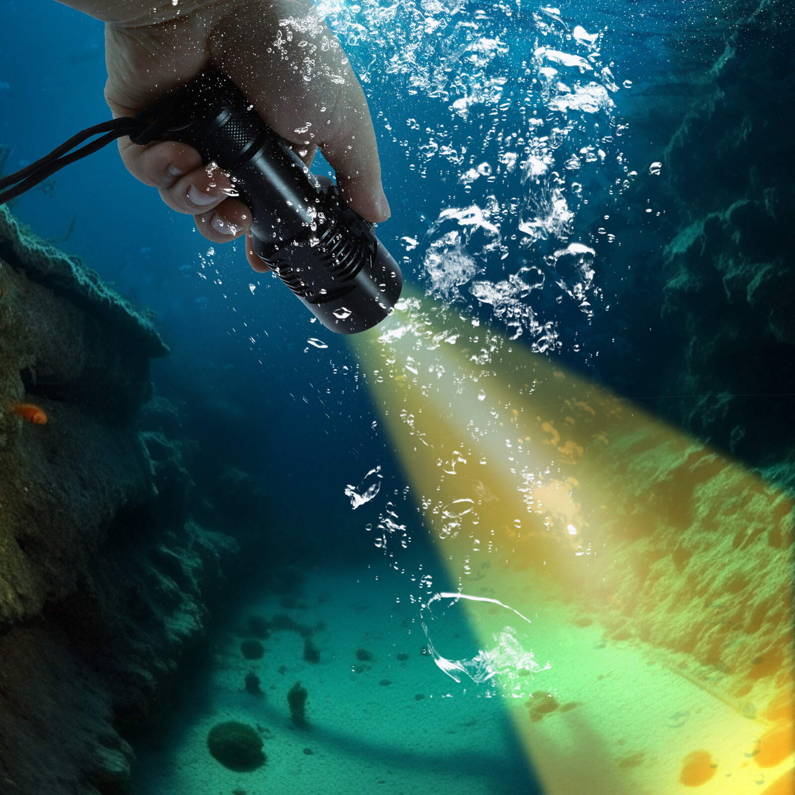 100m Underwater LED Scuba Dive Light Waterproof Rechargeable Diving Flashlight