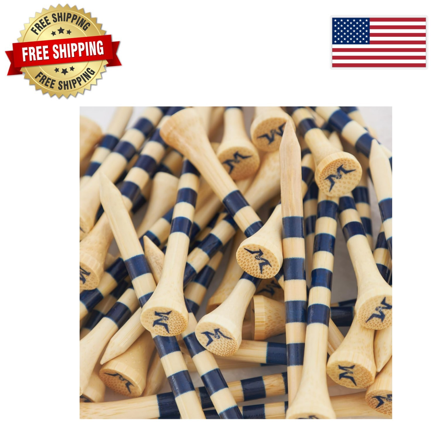 High-Performance Golf Tees in Bamboo 50-Pack | Customizable Height Options