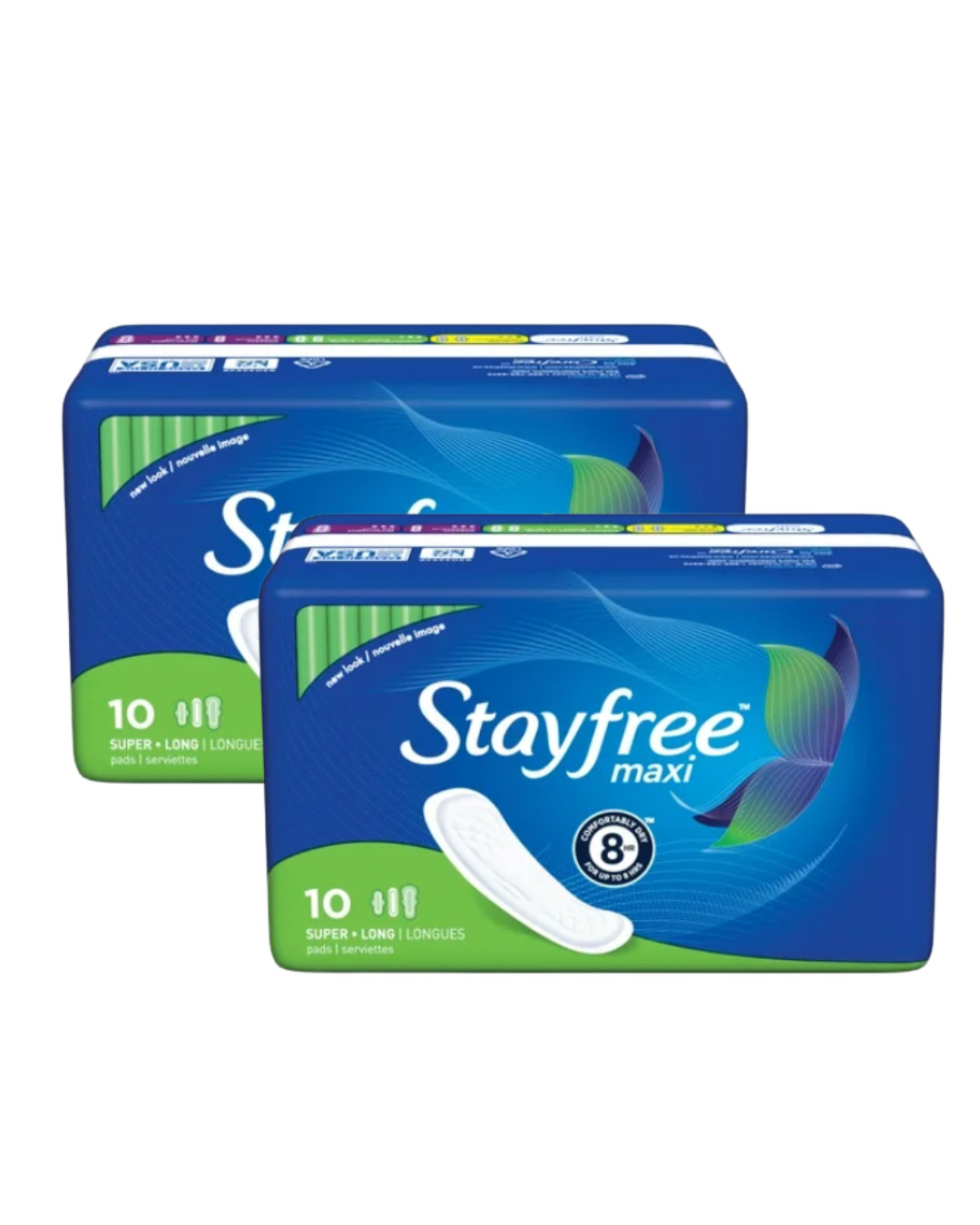 Stayfree Maxi Pads for Women Super Long 10 Count Each Lot Of 2