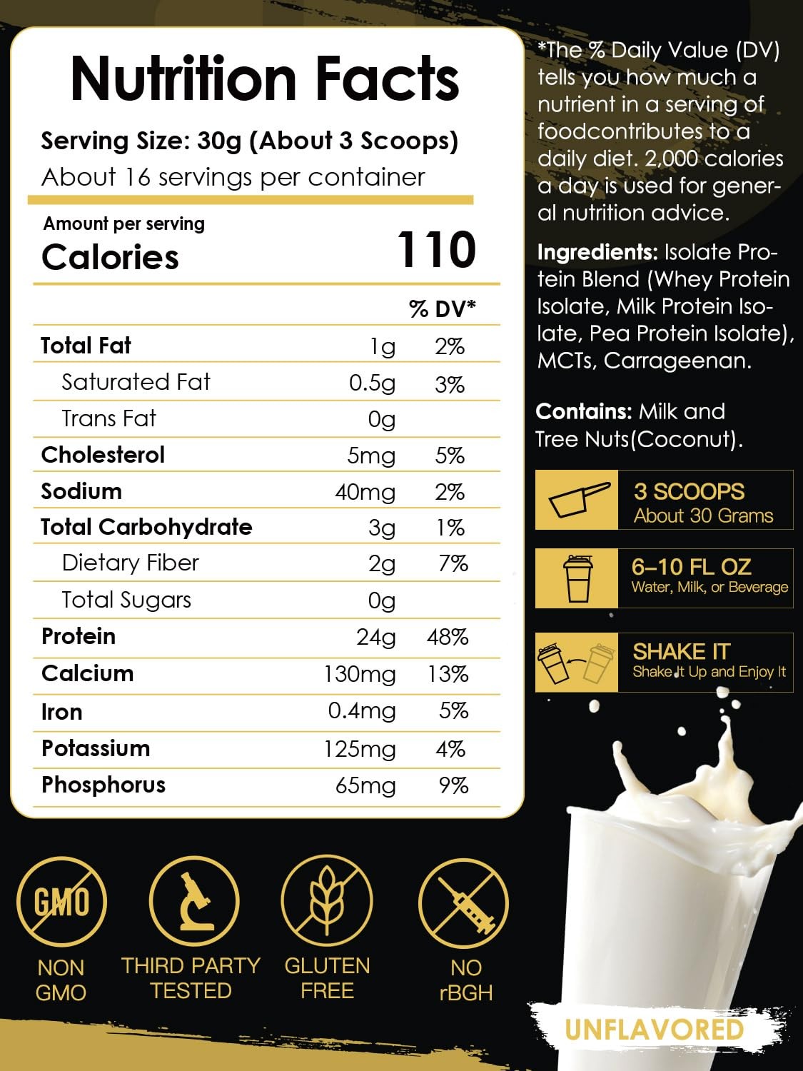 NATURE TARGET Whey Protein Powder, Unflavored - Whey Protein Isolate, 25g Protei