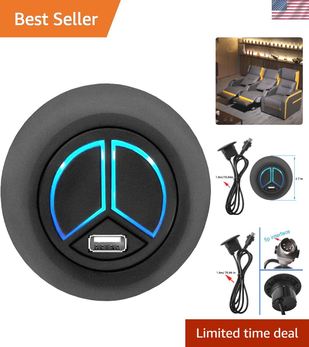 Elegant 2-Key Electric Recliner Switch with USB Charging - 5-Pin Compatibility