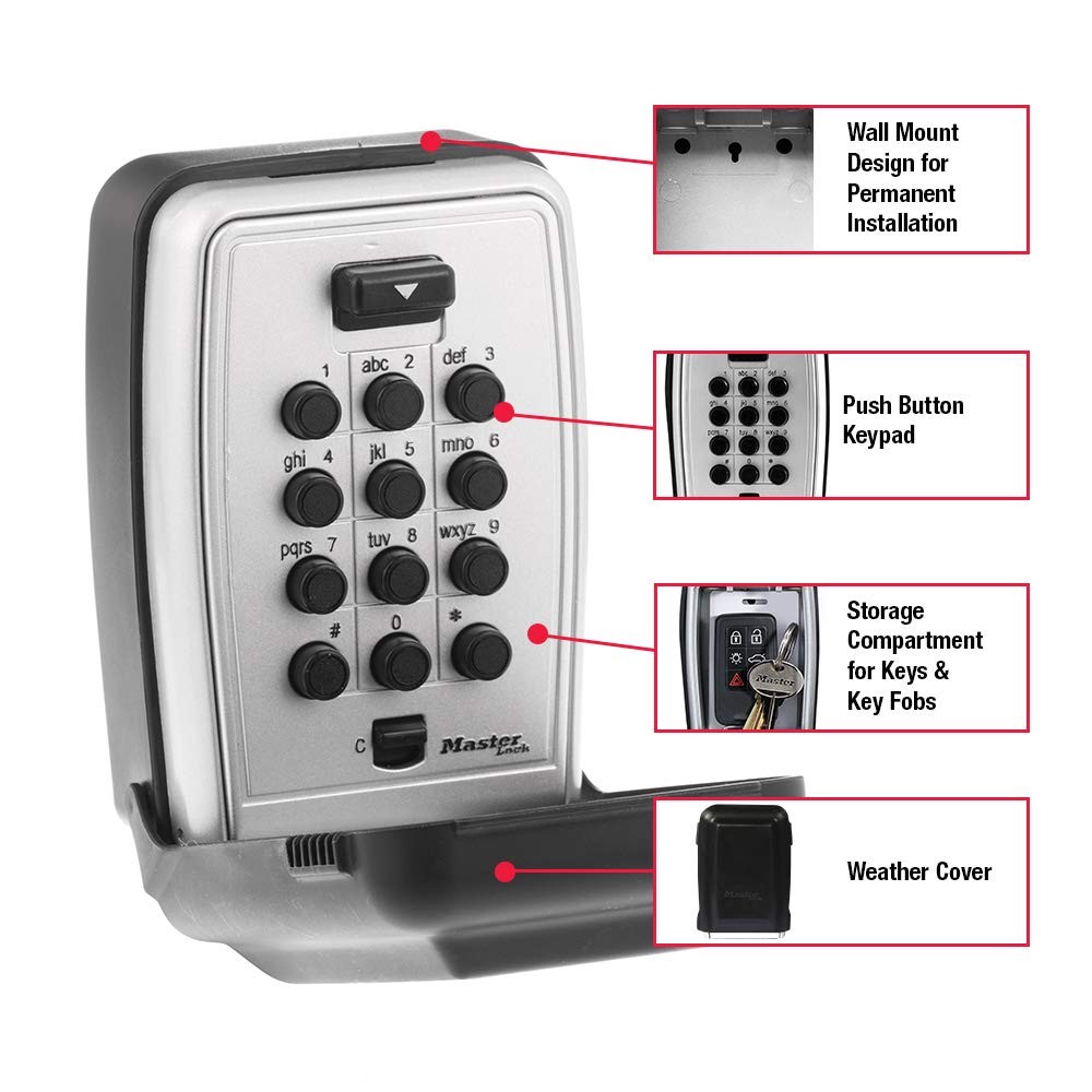Master Lock 5423EC Wall Mount Key Lock Box 5 Key Capacity Black