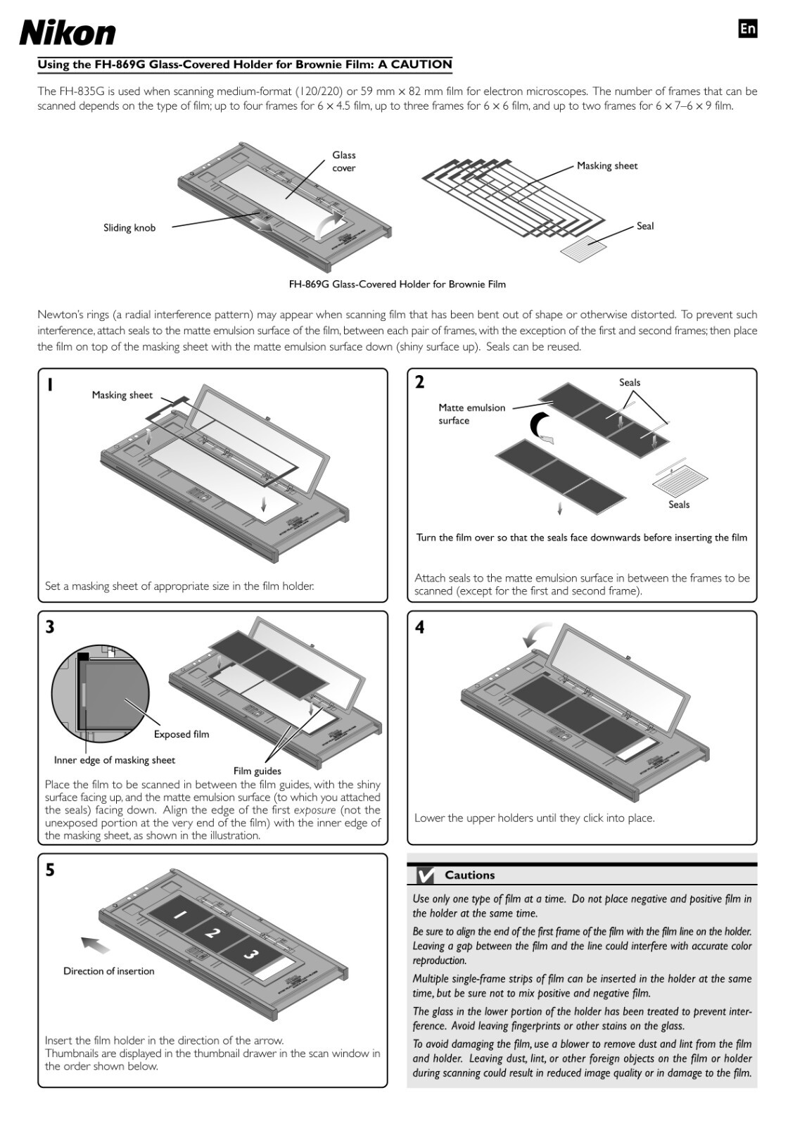 Extended Replacement Mask Set, Nikon FH-869G Glass Film Holder 8000 9000 scanner