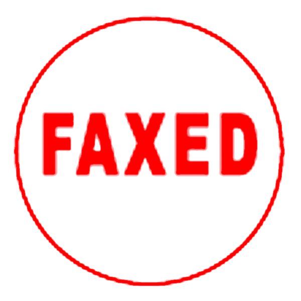 FAXED Stamp, Pre-inked Red, Shiny Brand, Round 5/8" Diameter Imprint