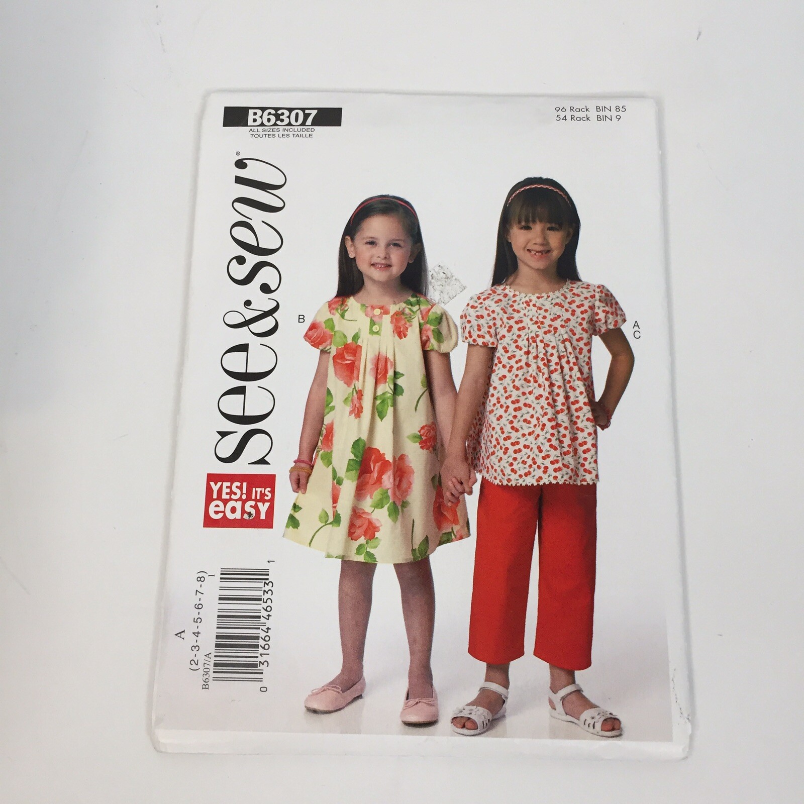 See & Sew 6307 Size 2-8 Girls' Top Dress Pants