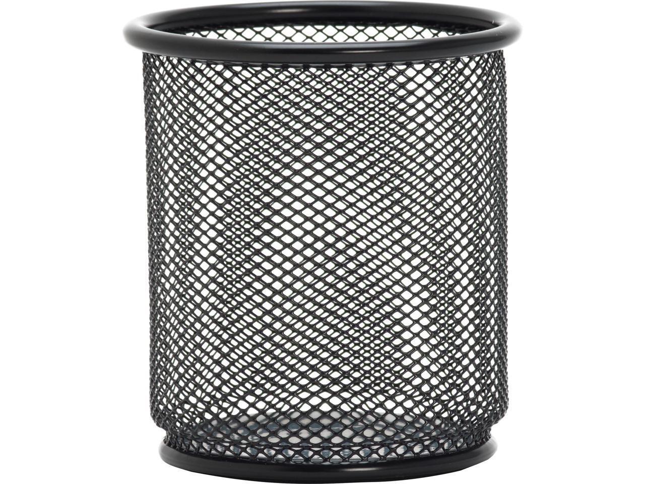 Lorell Steel Pencil Cup 3-1/2"x3-7/8" Black Mesh 84149