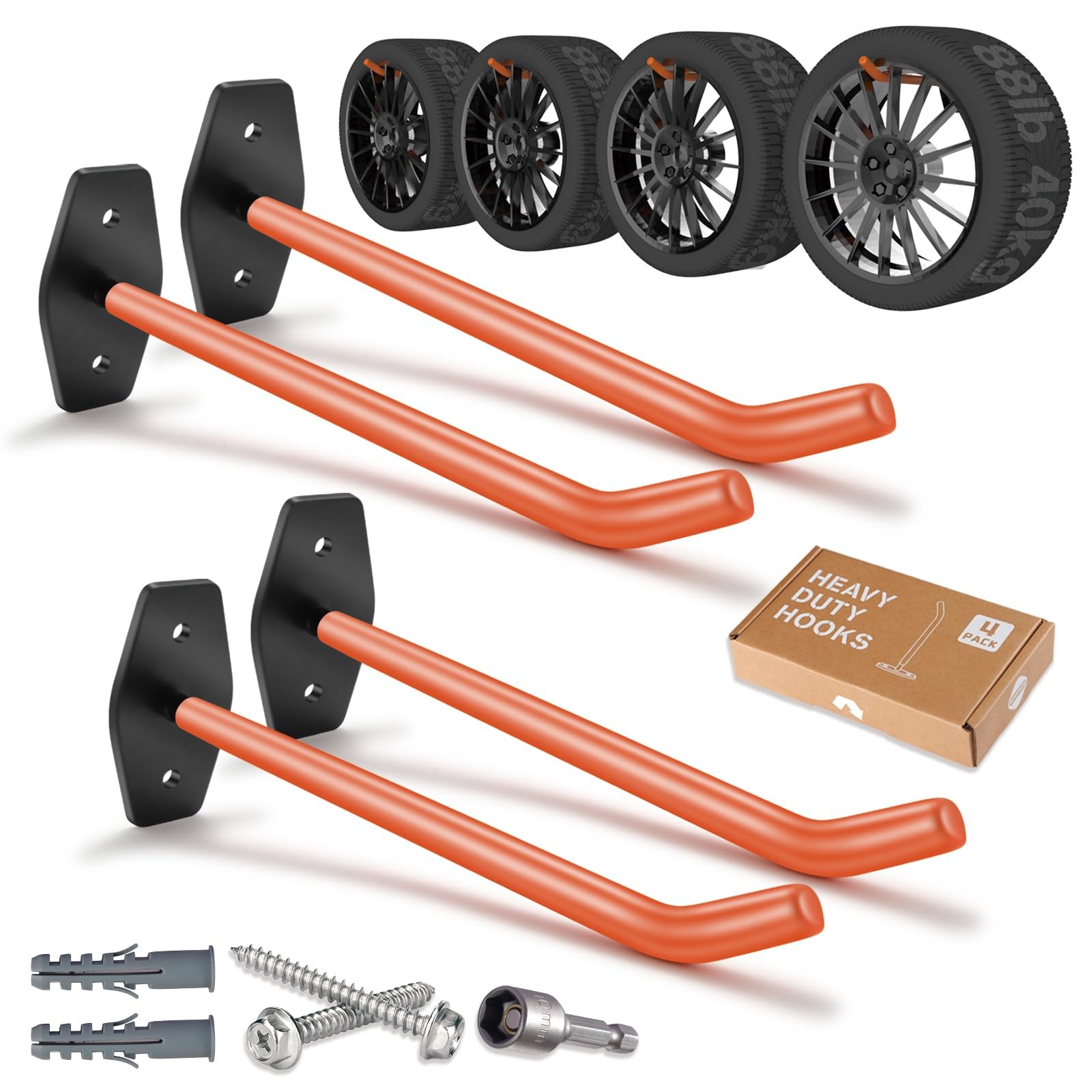 SunVFaFa 4 Pack 10-Inch Tire Wall Mount, Heavy 10" (250mm), 4 – Orange