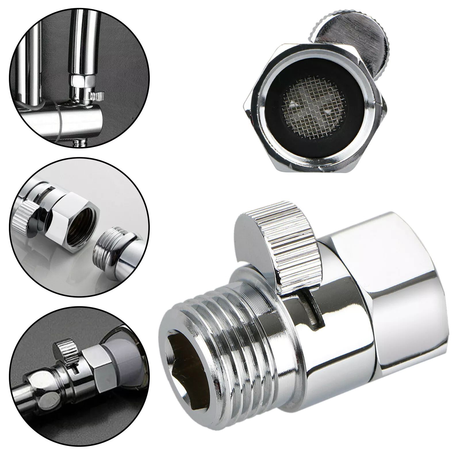 Silver Quick Control Adapter 1pcs Shower Shut-Off Valve Brass Water Saving