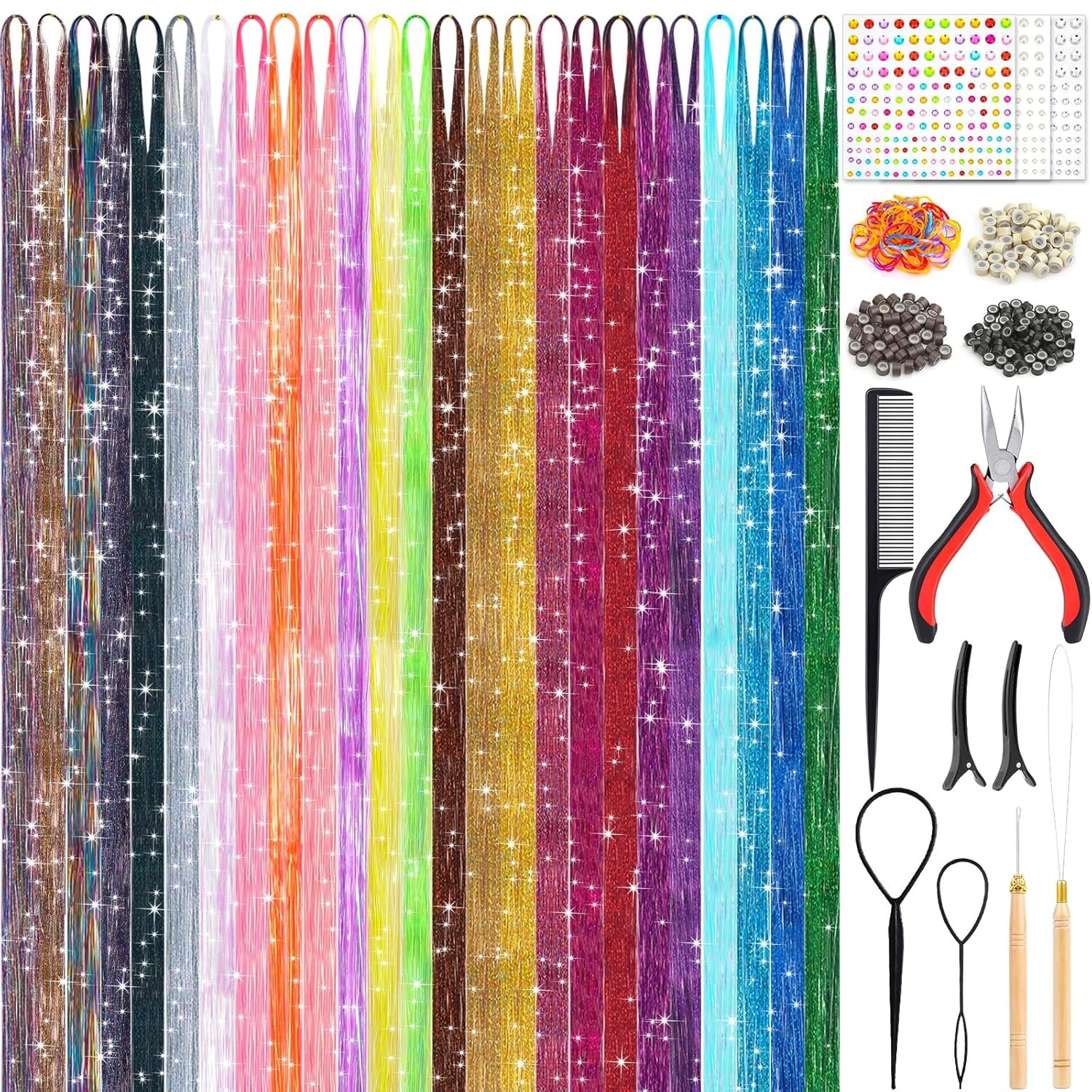 25Colors Fairy Hair Tinsels Kit 5000 Glitter 25 Colors Tinsel