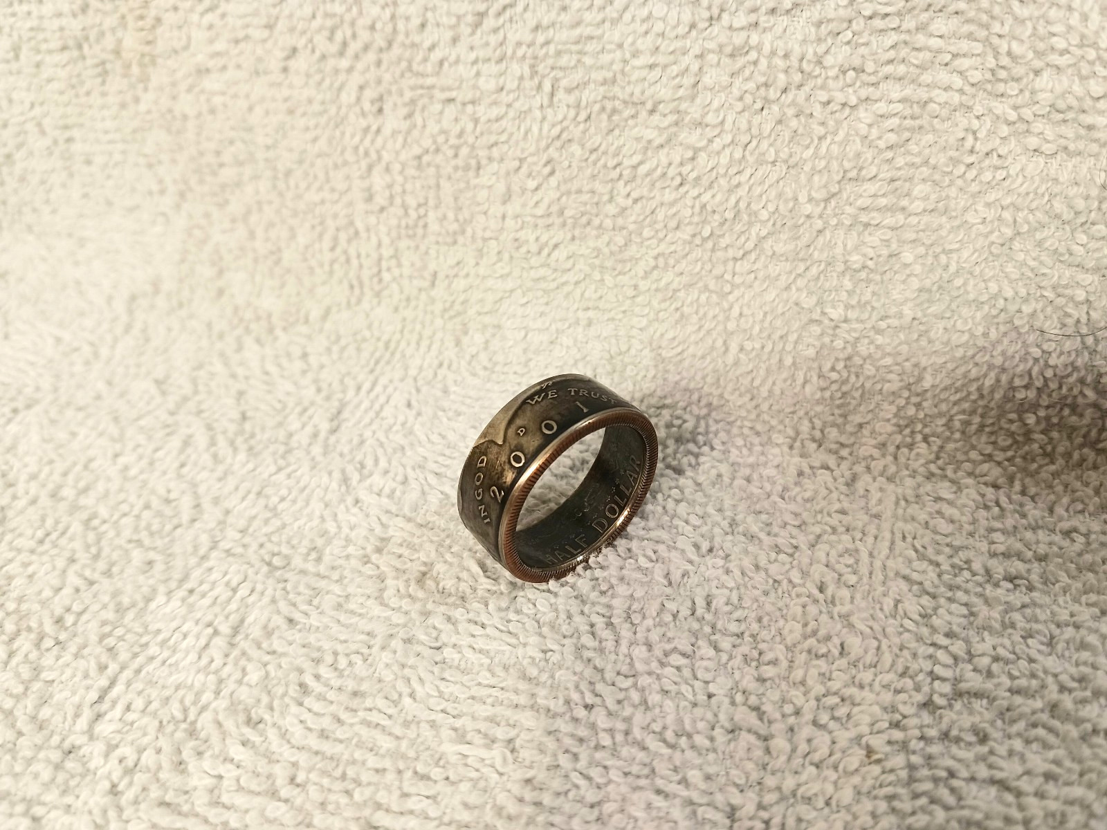 2001 Kennedy Half Dollars  size 11   coin ring  handmade mixed metals