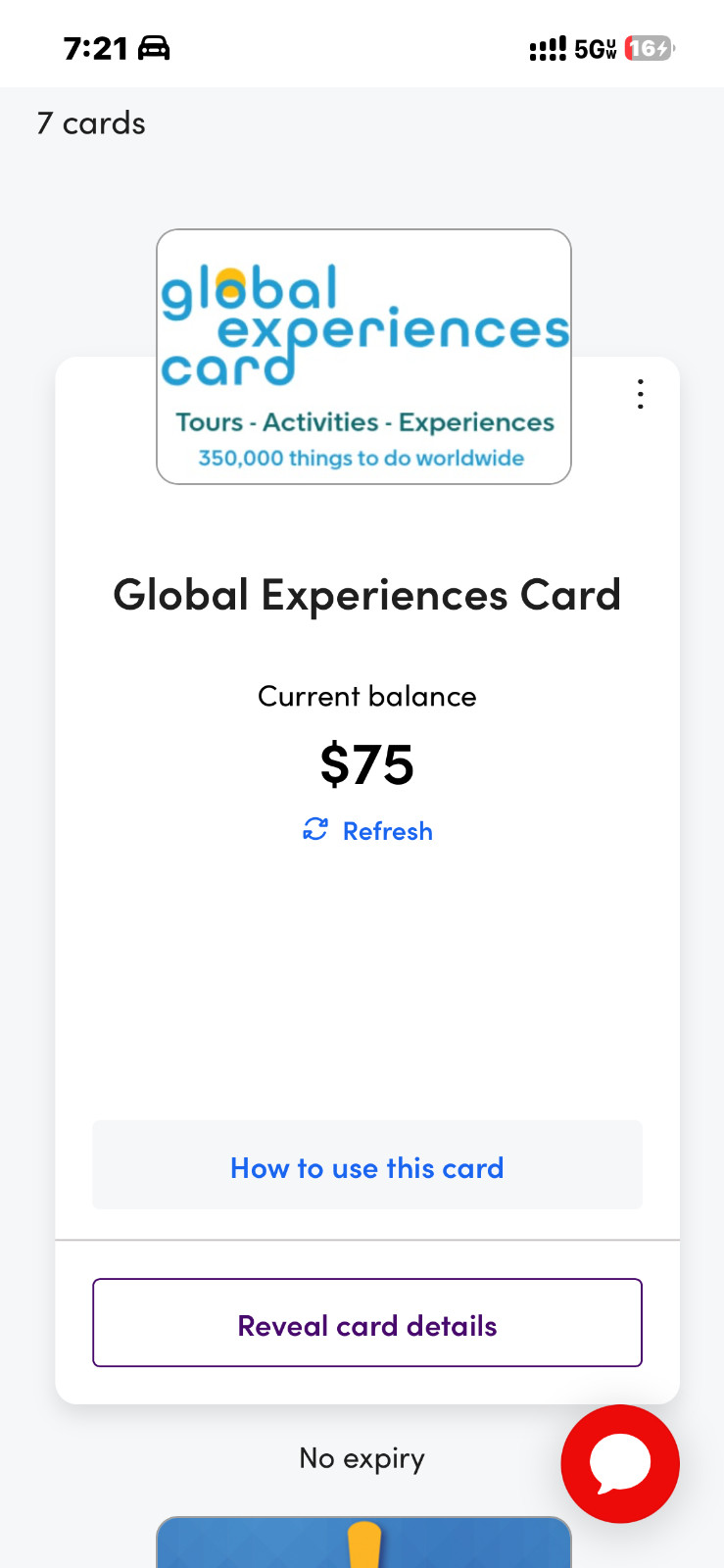 SALE $40 for (1) $75.00 Global Experiences Card  - electronic delivery