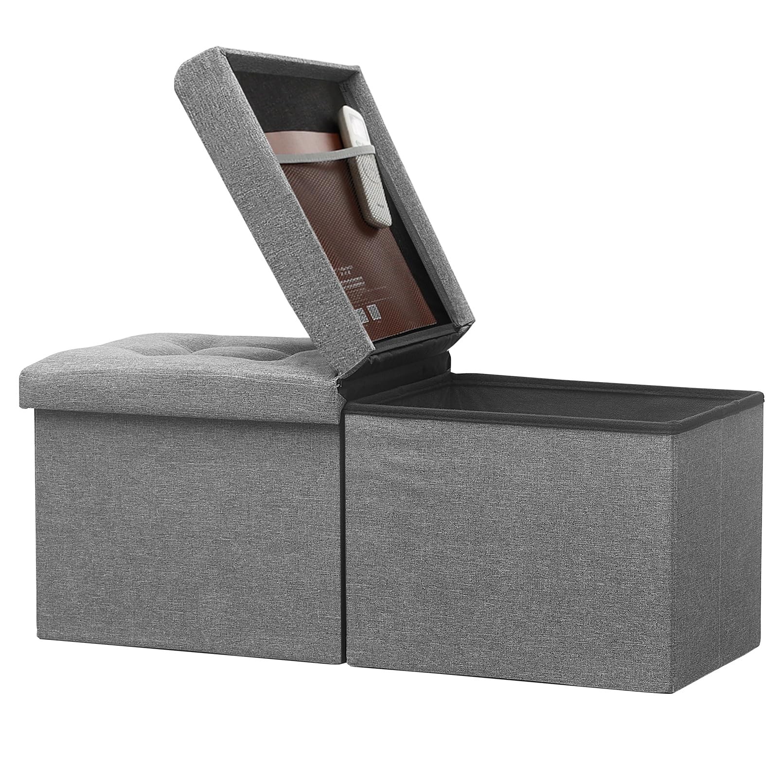 Bsketa Storage Ottoman Bench Folding Lid Stools Opens On Both Ends Footrest