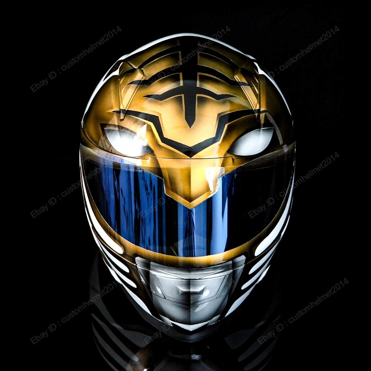 Custom Motorcycle Helmet Superbike Motorbike Biker White Tiger Power Ranger MO11