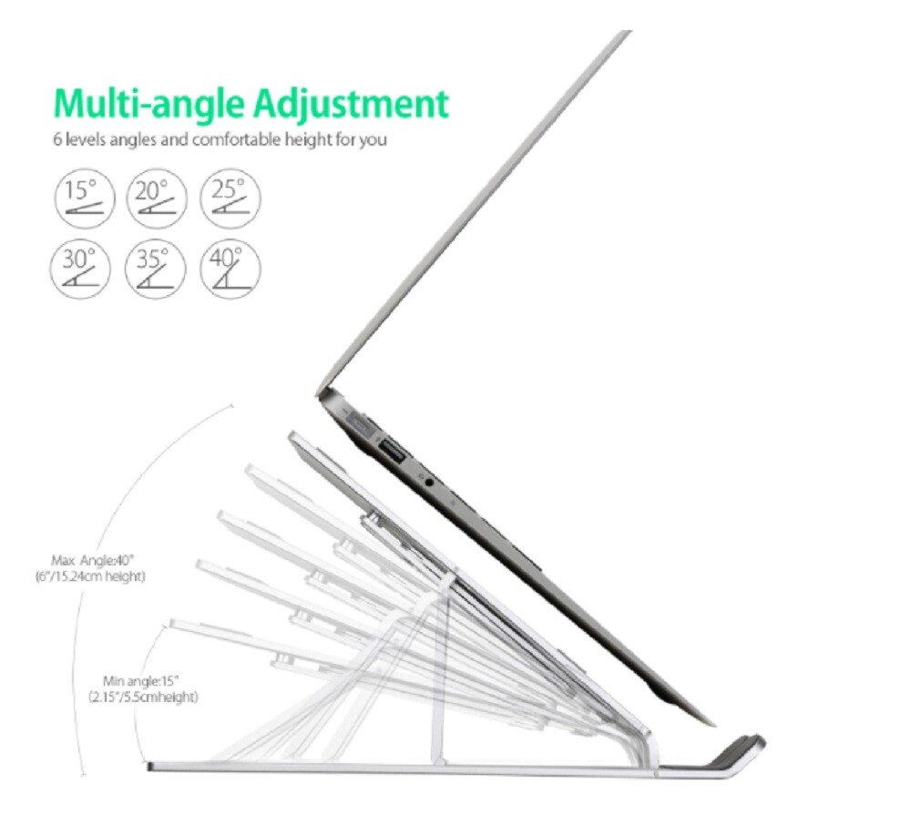Adjustable Aluminum Laptop Stand - Portable Desk Riser, Ergonomic Laptop Holder