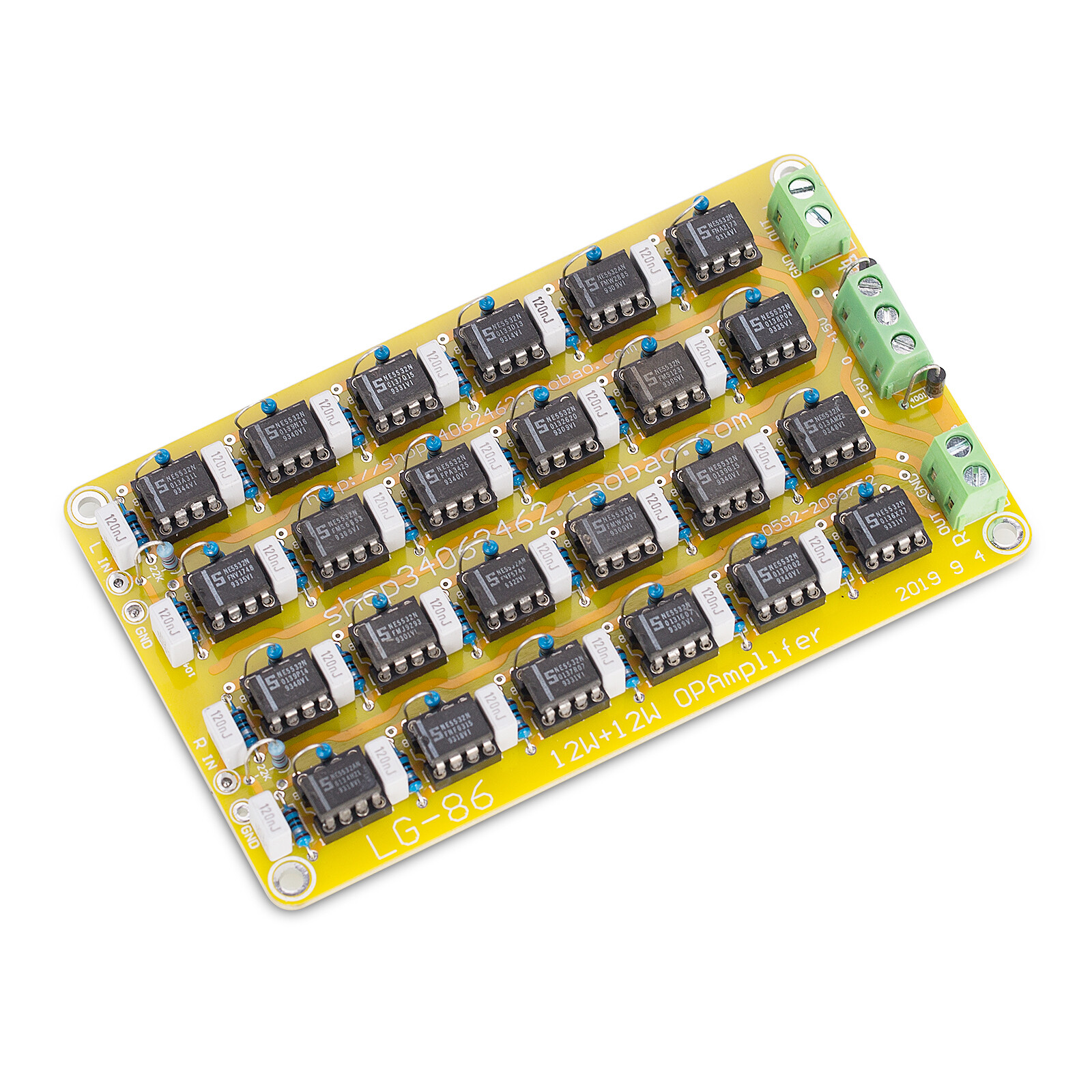 24PCS NE5532 Op Amp Preamp Board Stereo Audio Pre-Amplifier 12W×2 Low Distortion