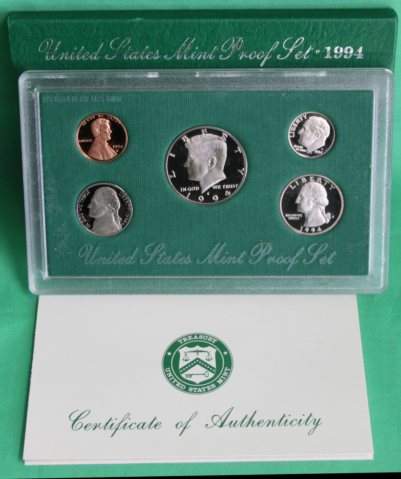 1994 S United States Mint ANNUAL 5 Coin Proof Set Original with Box and COA
