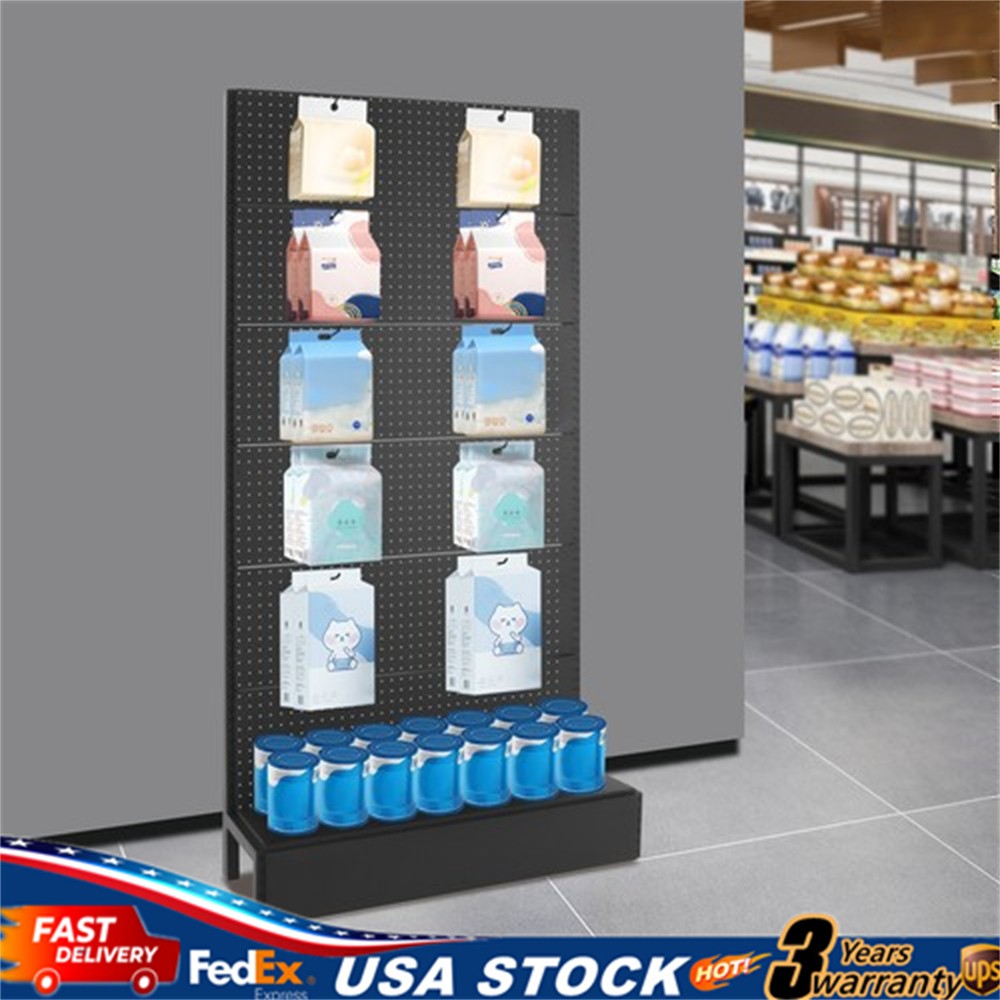 Peg Board Display Stand, Retail Display Rack with 10 Hooks 93*34*178cm Black