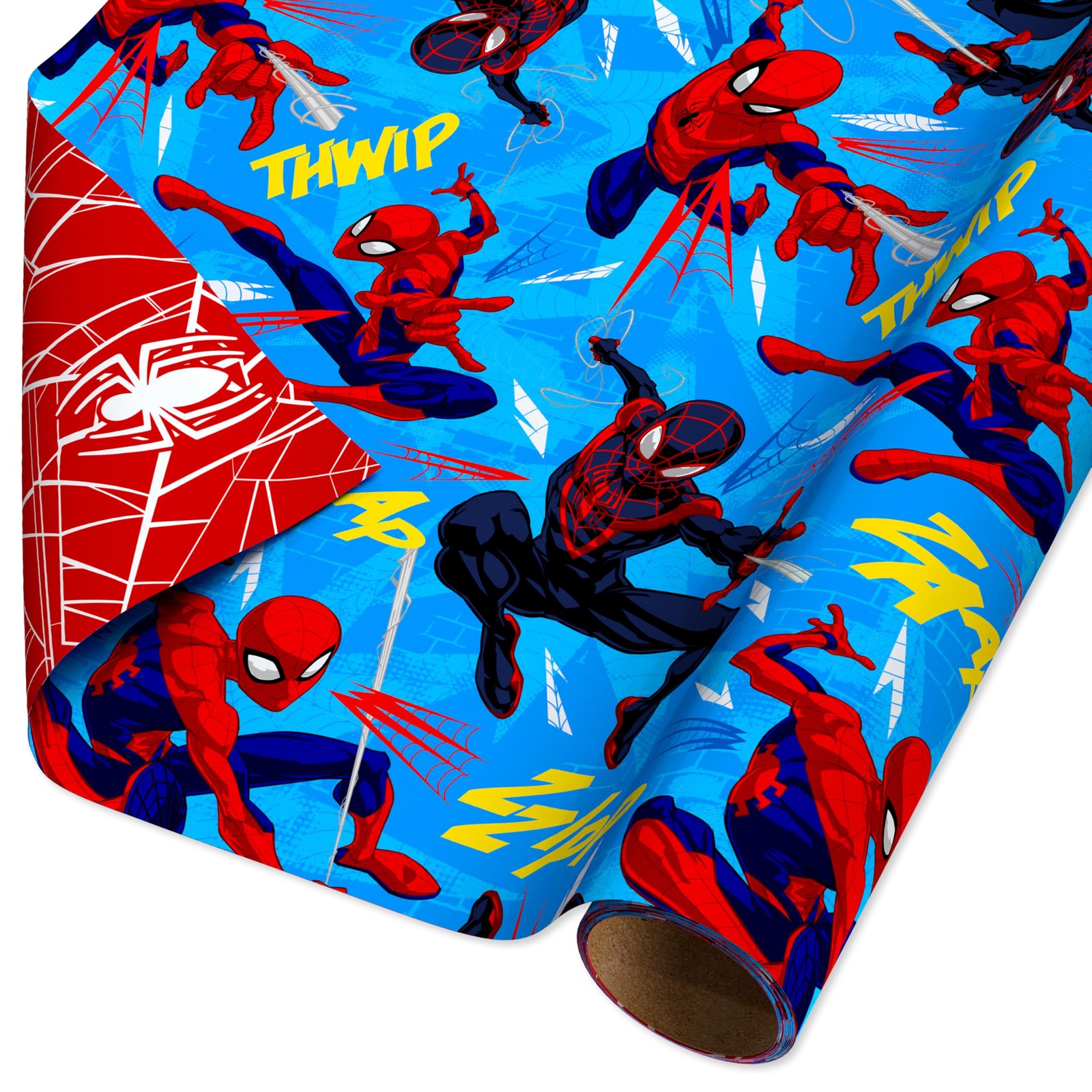 40 sq. ft. Reversible Spiderman Wrapping Paper for All Occasions (1 Roll, 30 ...