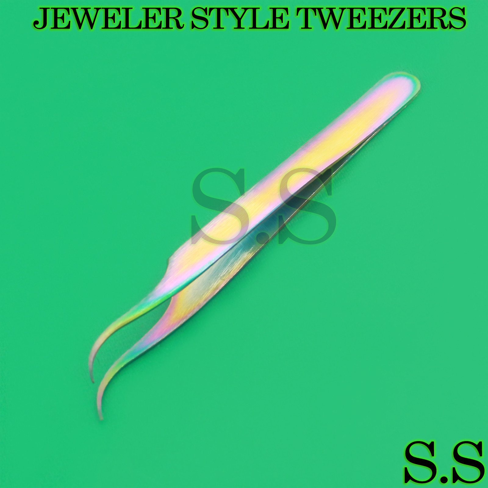 JEWELER STYLE TWEEZERS #7 MULTI TITANIUM RAINBOW COLOR FINE POINT