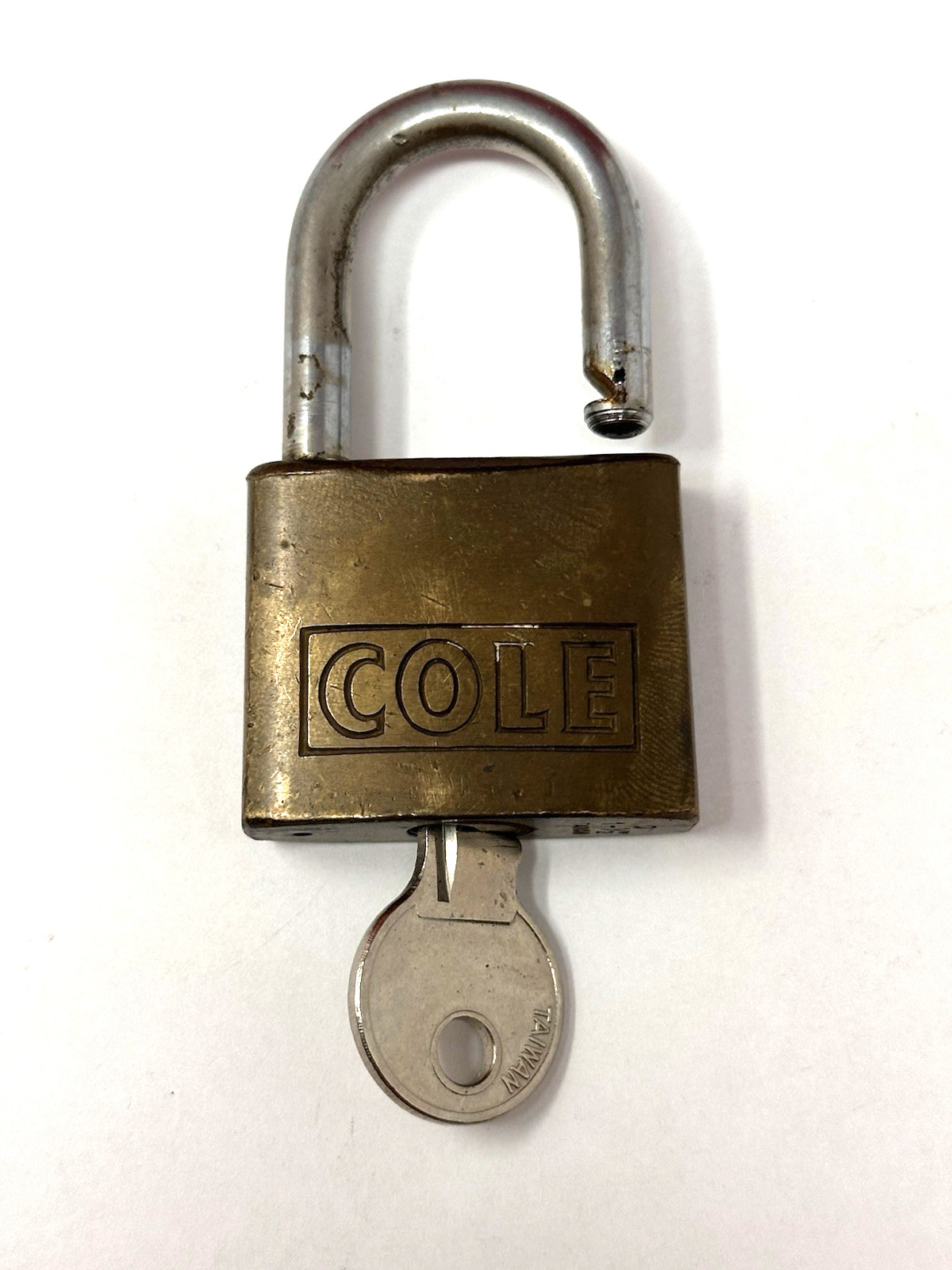 COLE BRASS 1.5" LOCK with ORIGINAL KEY Works