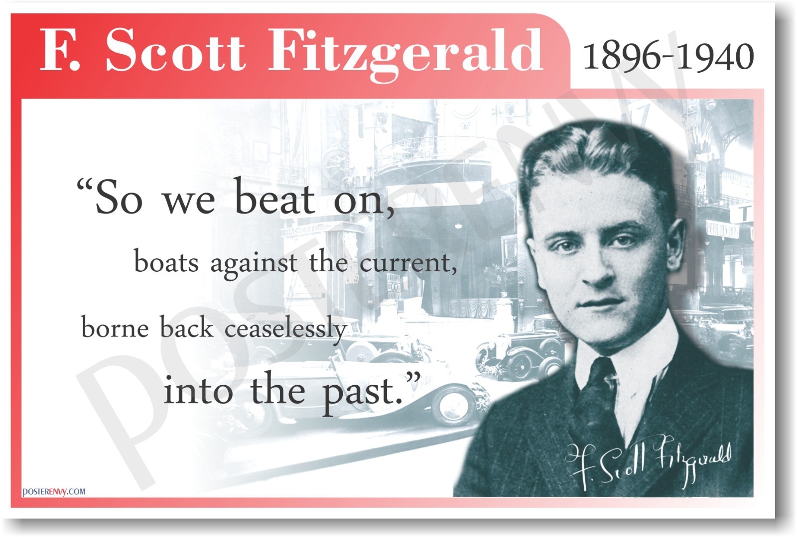 F. Scott Fitzgerald - So We Beat On Boats Against ... - NEW Motivational POSTER