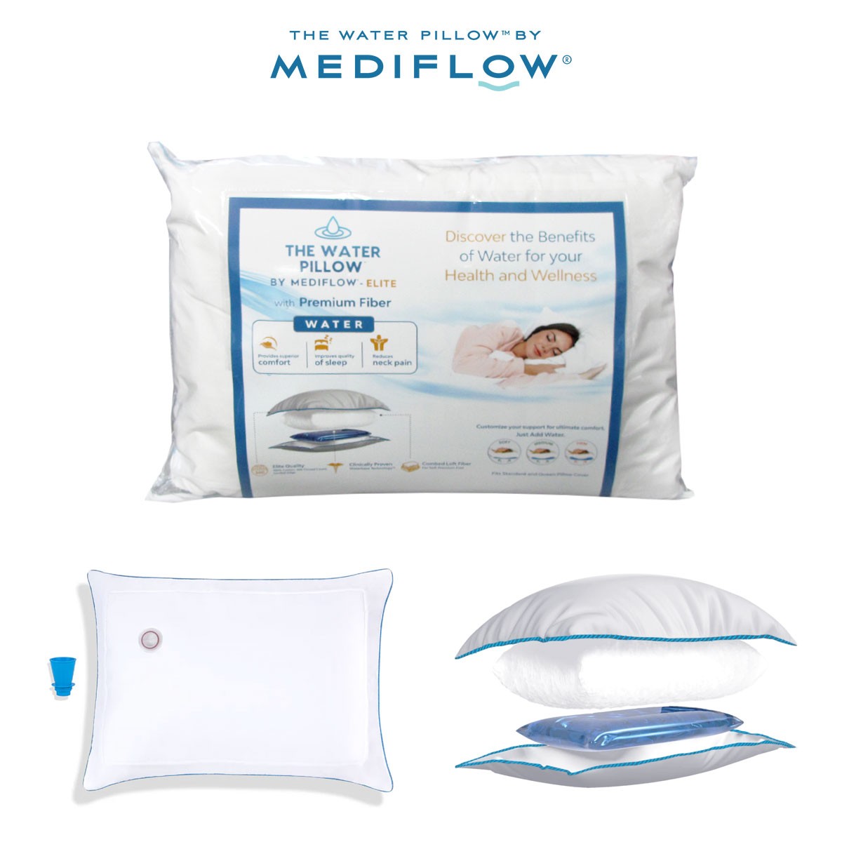 Mediflow Elite Premium Fiber Water Pillow 50 x 70 cm