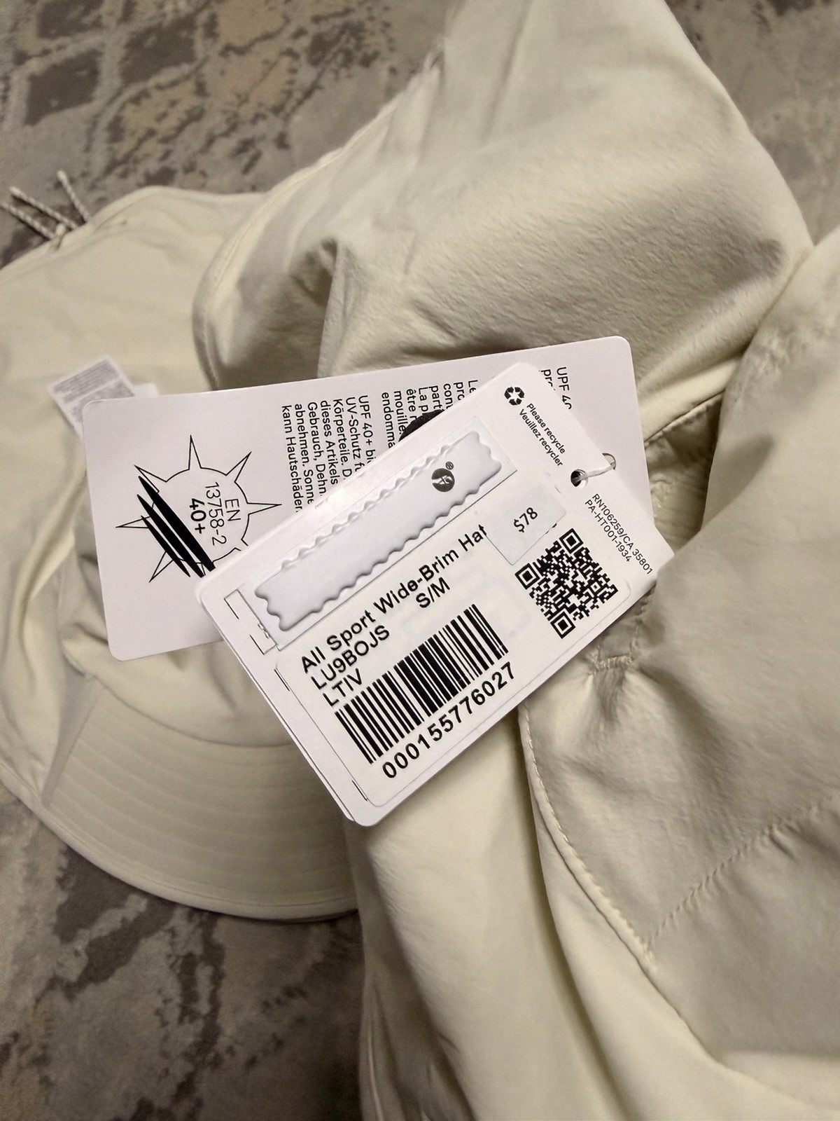 New Lululemon ALL SPORT WIDE BRIM HAT Light Ivory SIZE L/XL