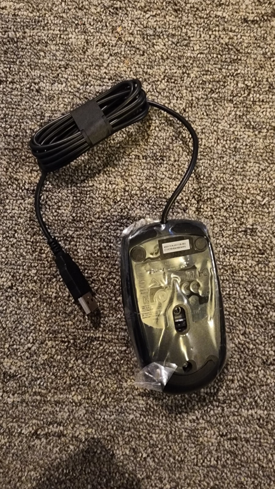 Genuine HP MODGUO USB Optical Wired Mouse Black 697738-001