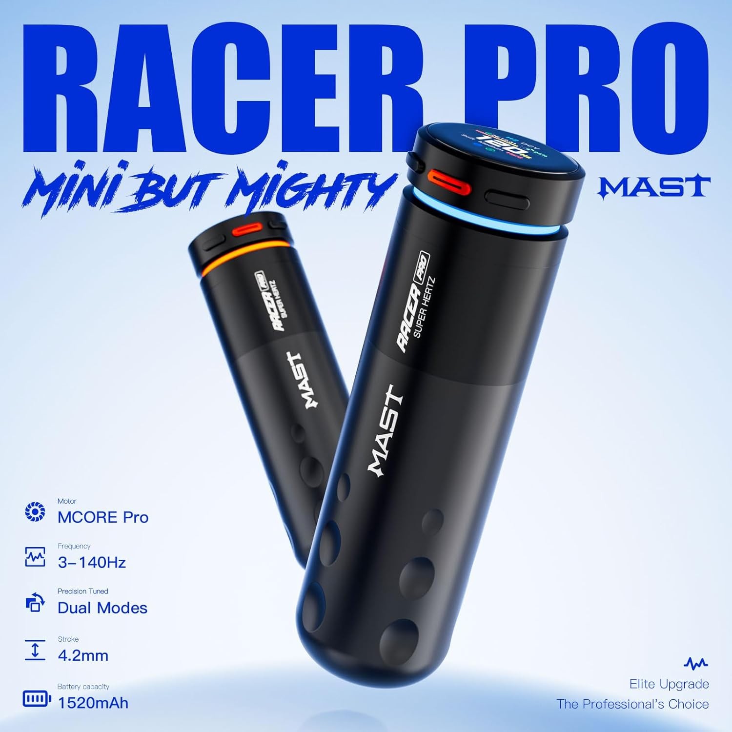 Mast Racer Pro Wireless Tattoo Machine Pen Adjust Soft Hard Mode Mcore-Pro Motor