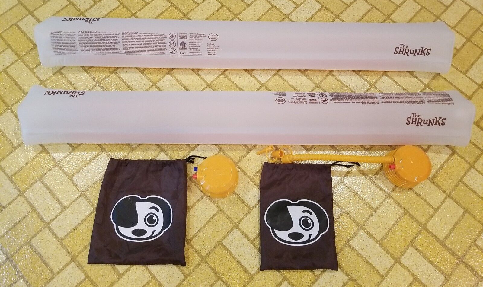 The Shrunks Inflatable 48" Bed Rails - 2 Bed Rails, 2 Pumps, 2 Bags, 1 Hose Used
