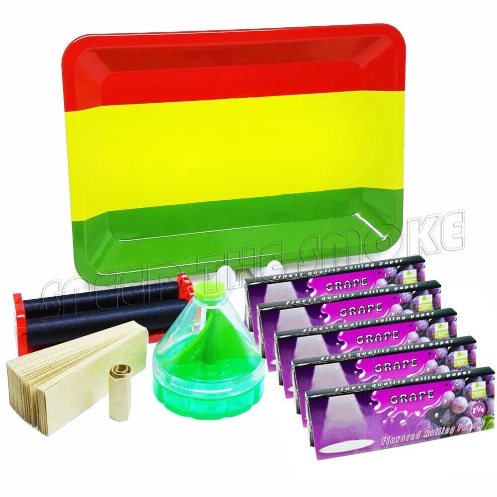 "BOOM HERB" Smokers Gift Set Starter Kit Pack Rolling Papers Grinder Roller Tray
