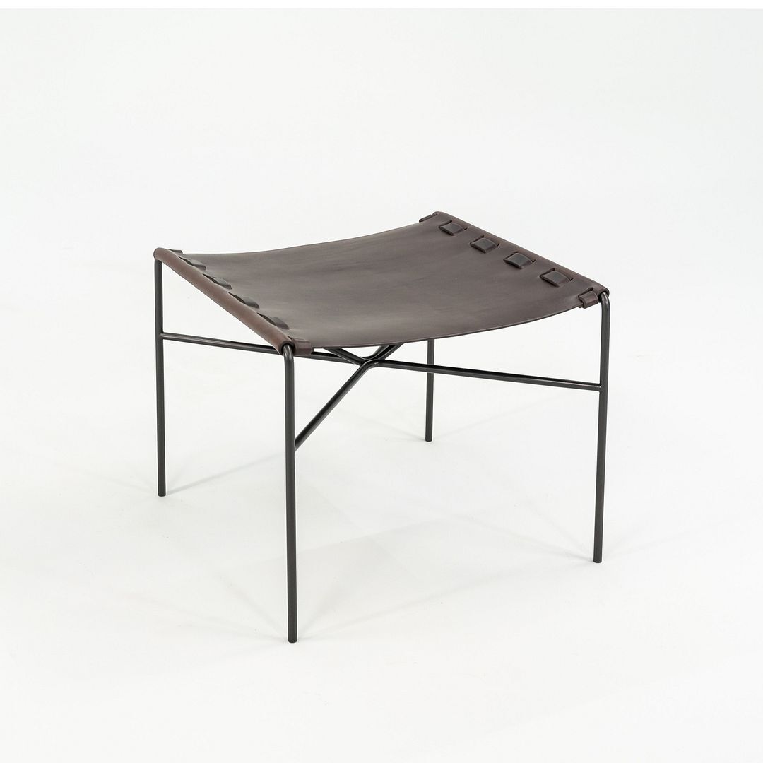 Gratz Industries TG-19 Ottoman in Dark Brown Leather w/ Blackened Frame Laverne