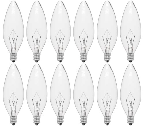12-Pack E12 Candelabra Light Bulbs 40W Warm White 2500K, 40W-12PCS Silver Base