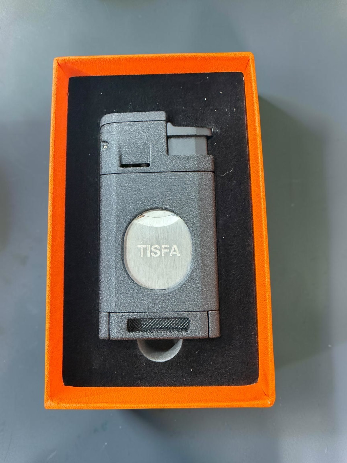 TISFA Dual Jet Torch Cigar Lighter Windproof Butane Black NEW w/ Box