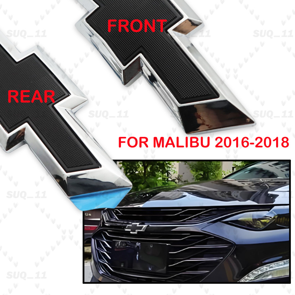 Front Grille & Rear Black Bowtie Emblem Set For 2016-2018 Malibu