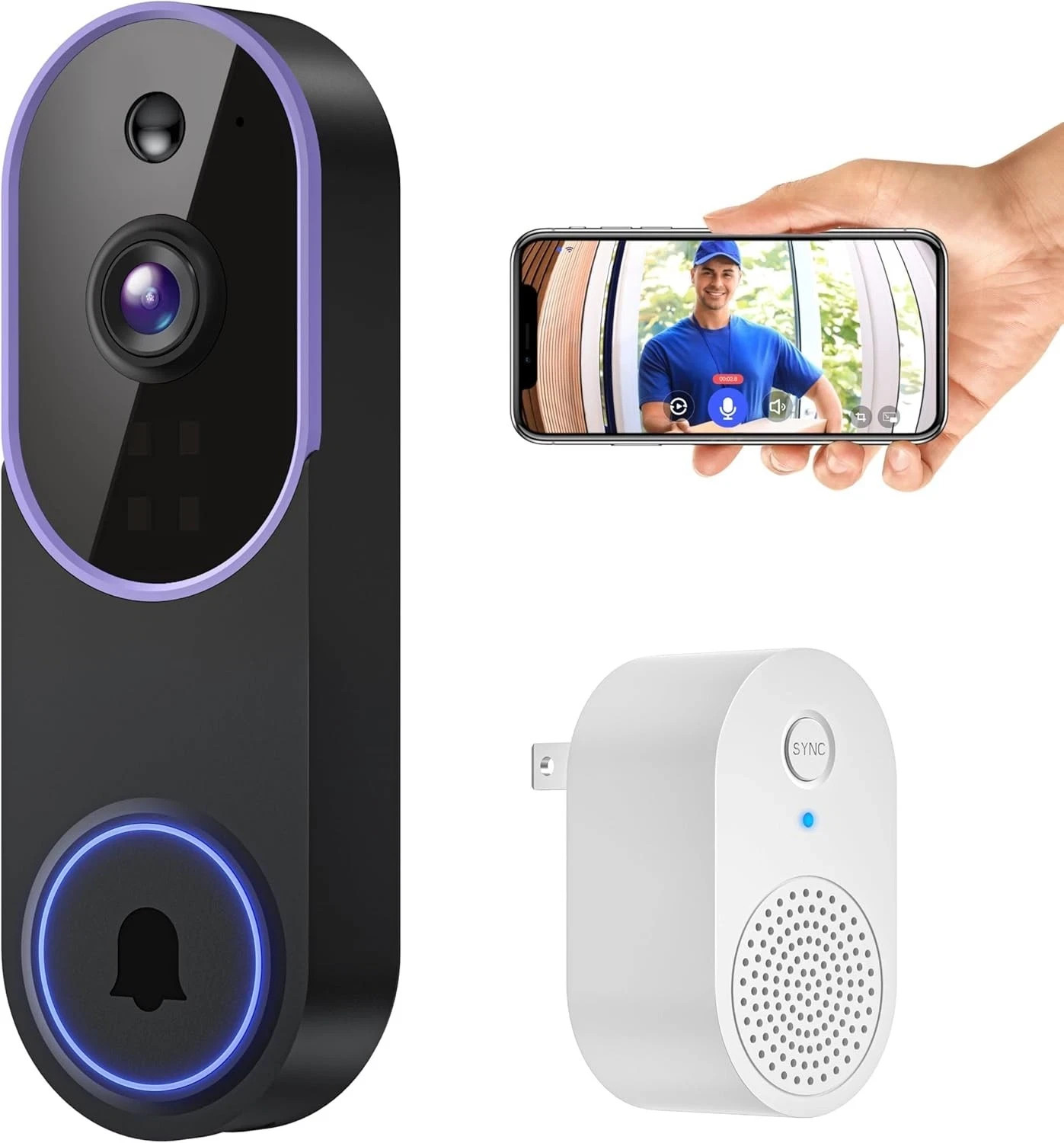WiFi Ring Doorbell 1080P HD Security Camera Wireless Door Bell Camera With Chime