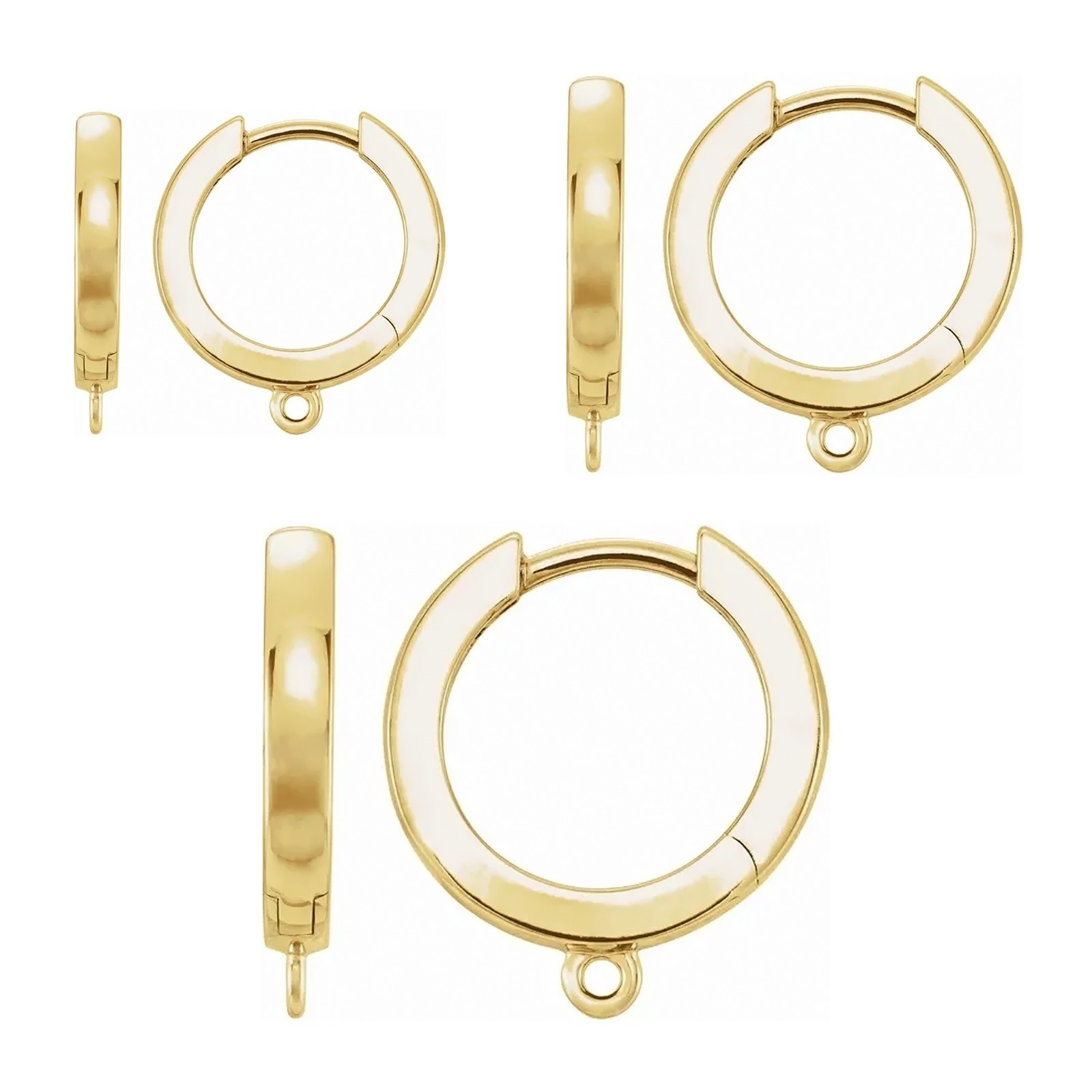 14K Yellow Gold Hoop Earring Top Hinged