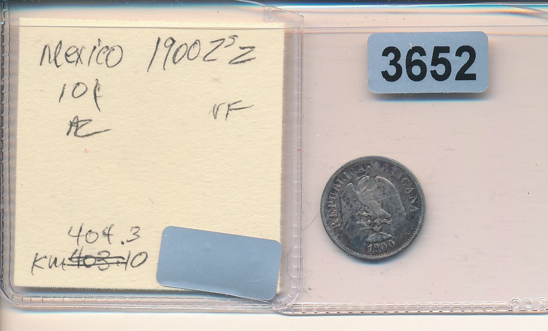 MEXICO -  10 CENTAVOS -  SILVER -EAGLE - 1902 ZsZ -#3652