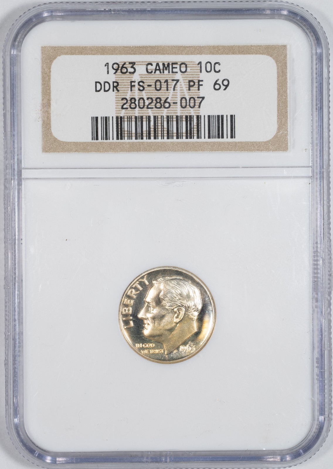1963 NGC PF69 Cameo DDR FS-017 Roosevelt Silver Dime Gem Proof